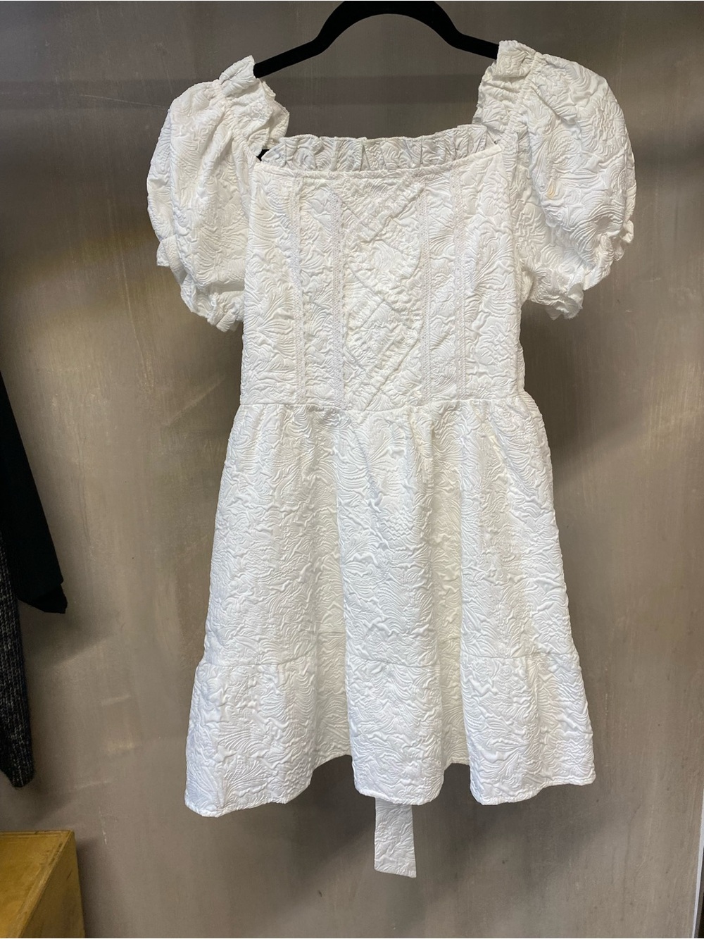 Textured Puff-Sleeve Dress